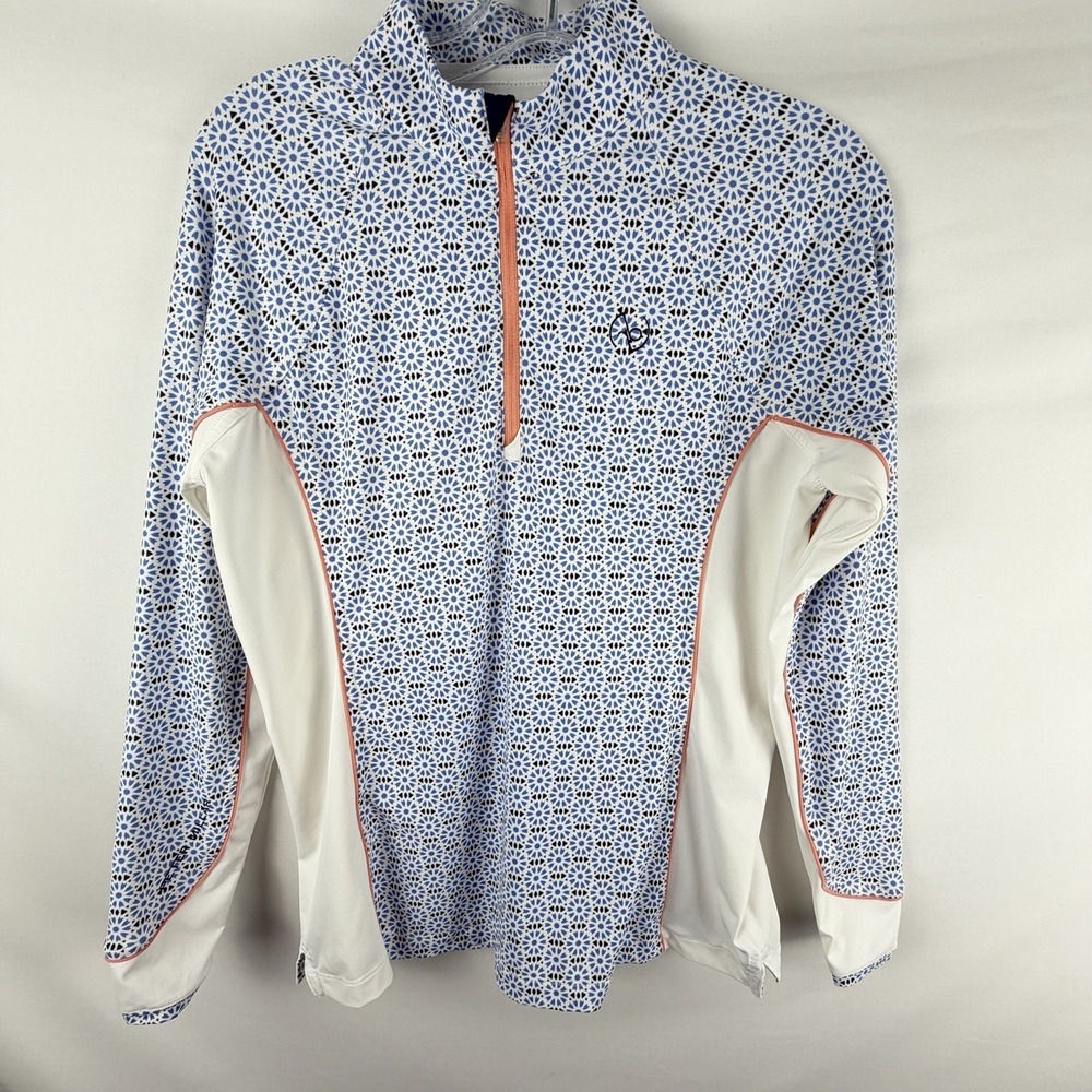 Peter Millar Women Golf Jacket Sz S Geometric Floral 1/4 Zip Long Sleeve UPF 50+